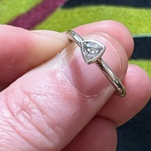 Signed Halia Modernist Sterling Silver 925 Cubic Zirconia Size 6 Ring